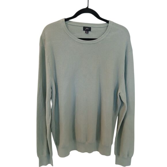 J Crew Sweatshirt Womens XL Mint Green Crew Neck Pullover Waffleknit Lightweight - Picture 2 of 12
